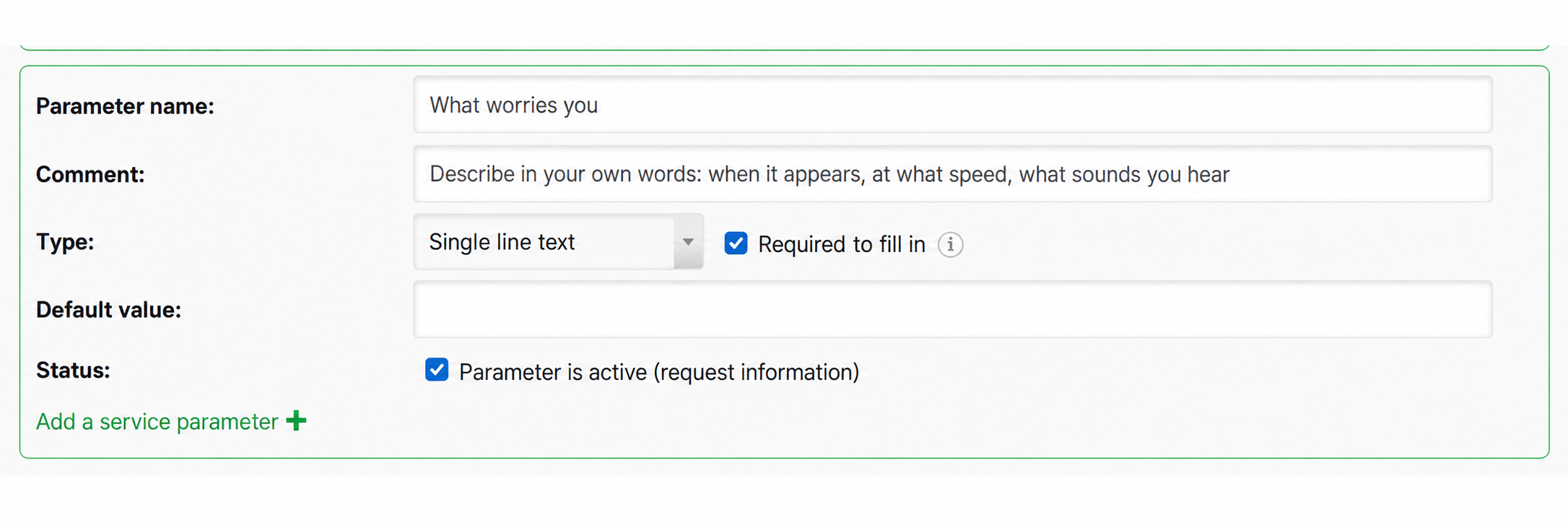 Configuring the question about the vehicle's problem