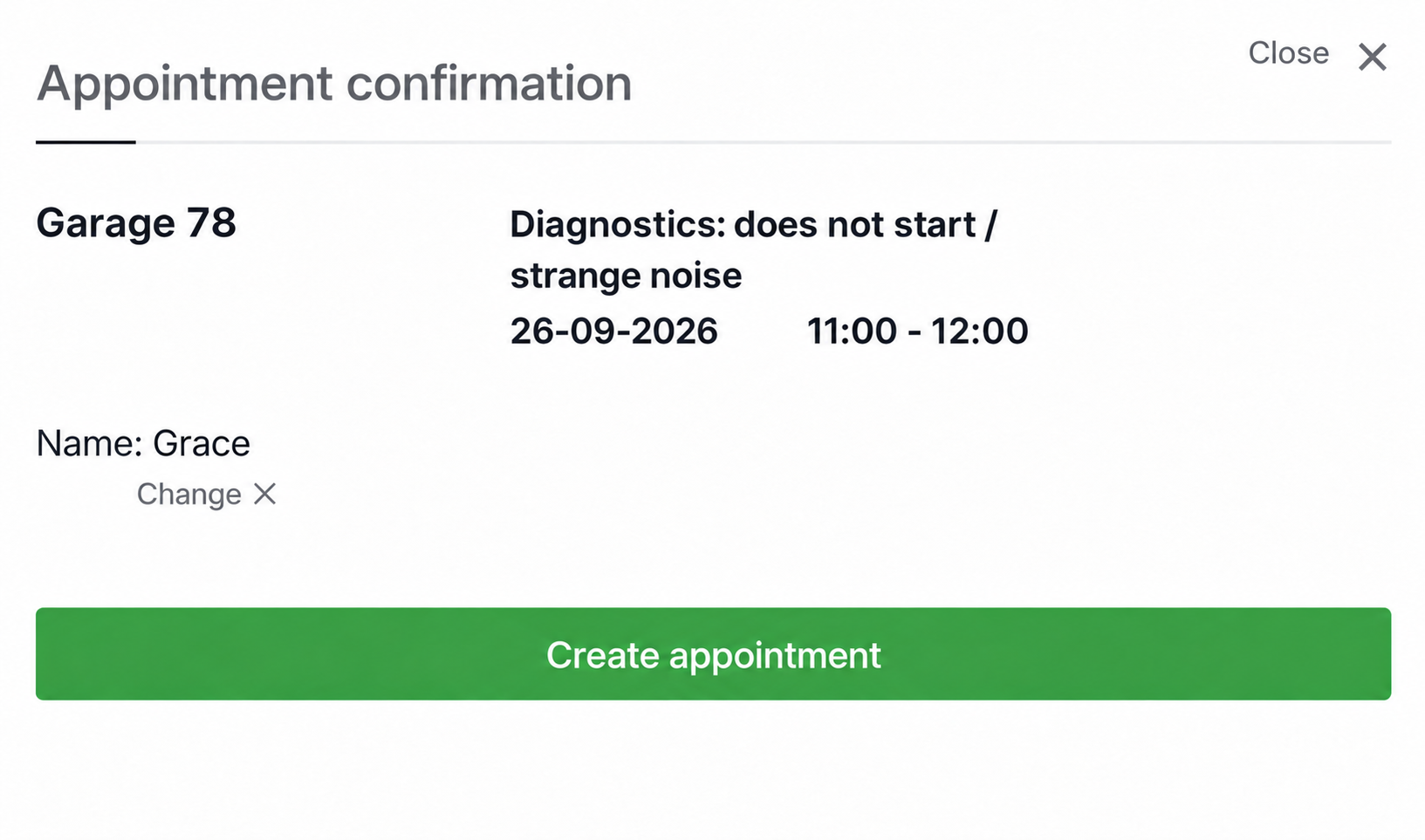 Booking confirmation