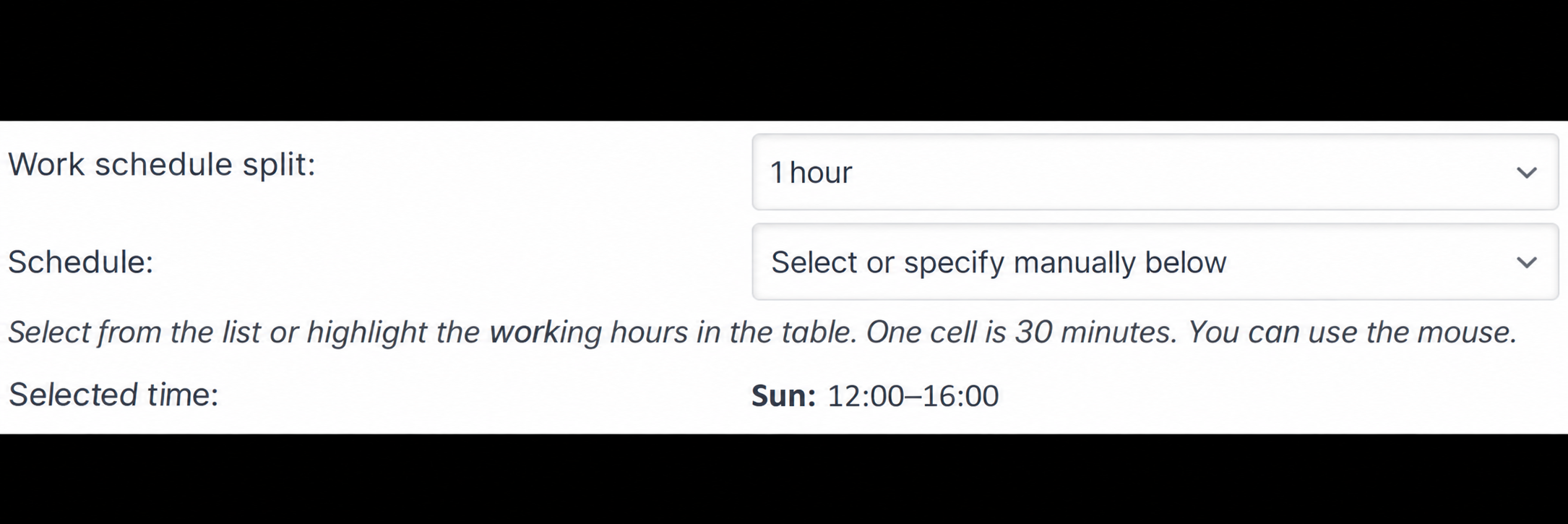 One-hour intervals and Sunday working hours