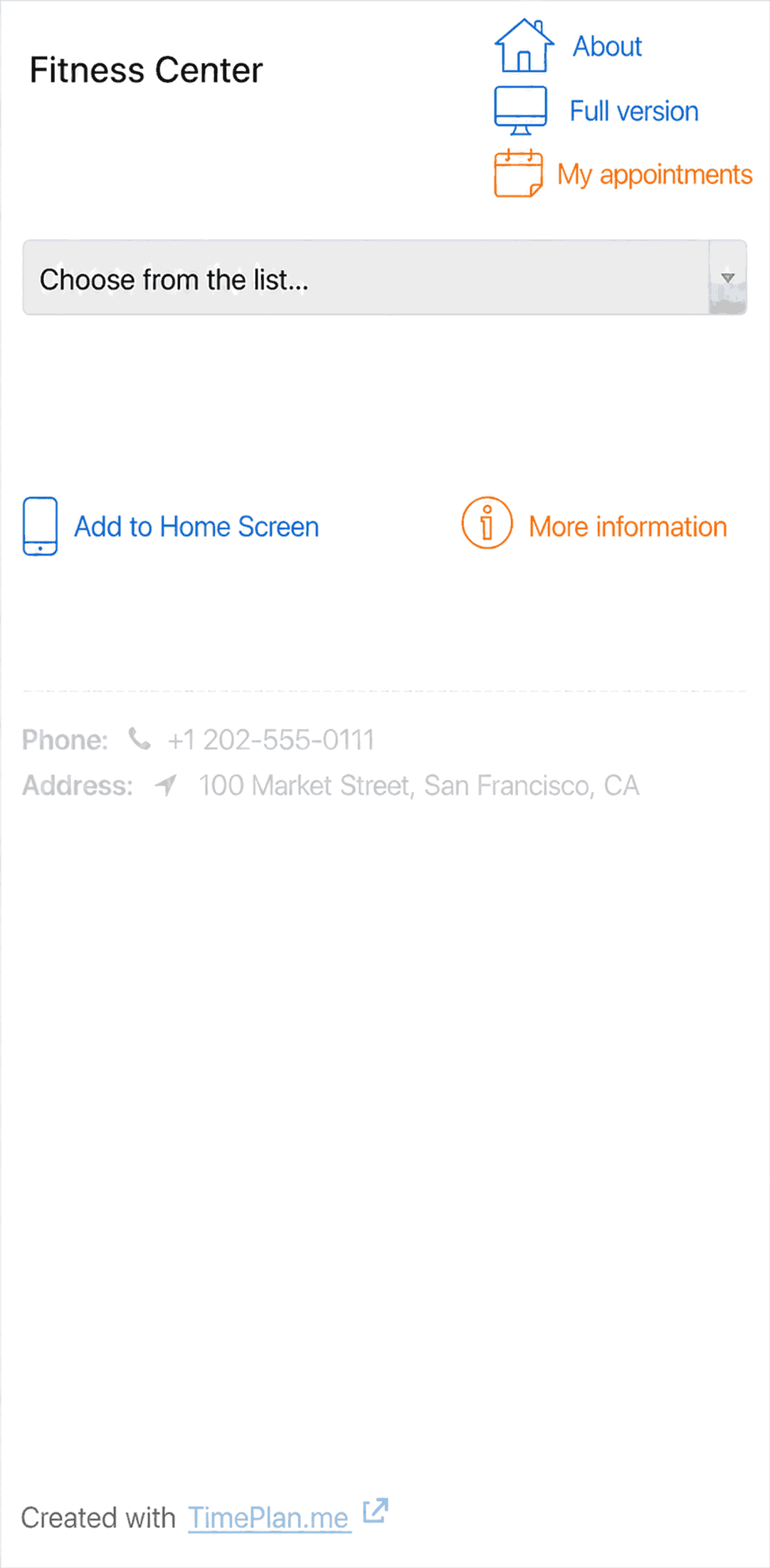 Mobile version with the Add to Home Screen button