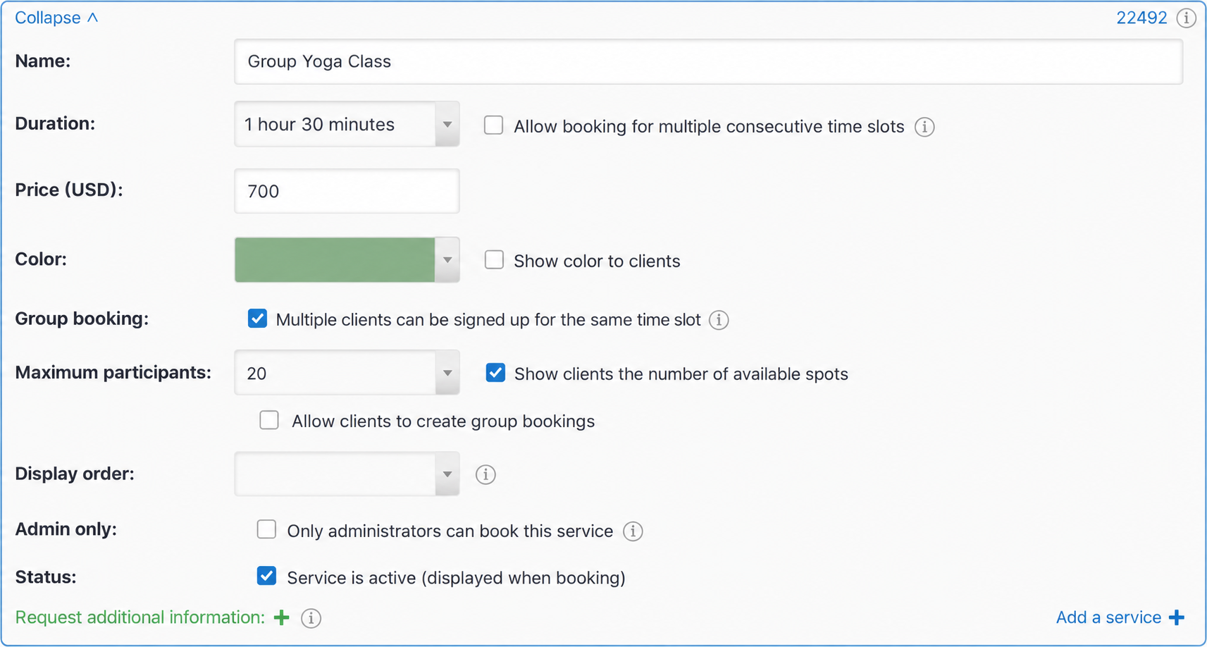 Group service settings