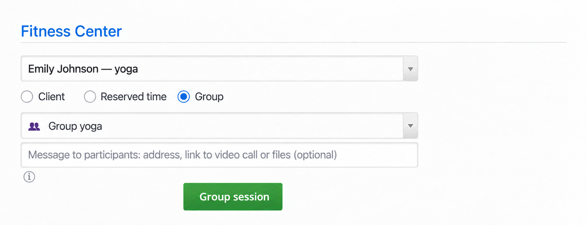 Group mode in the administrator calendar