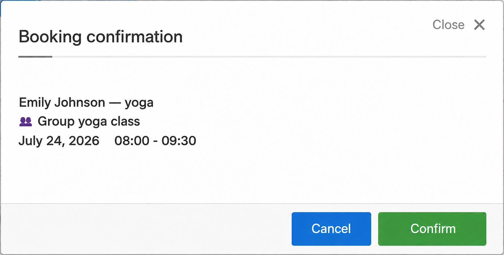 Confirmation of a new group session