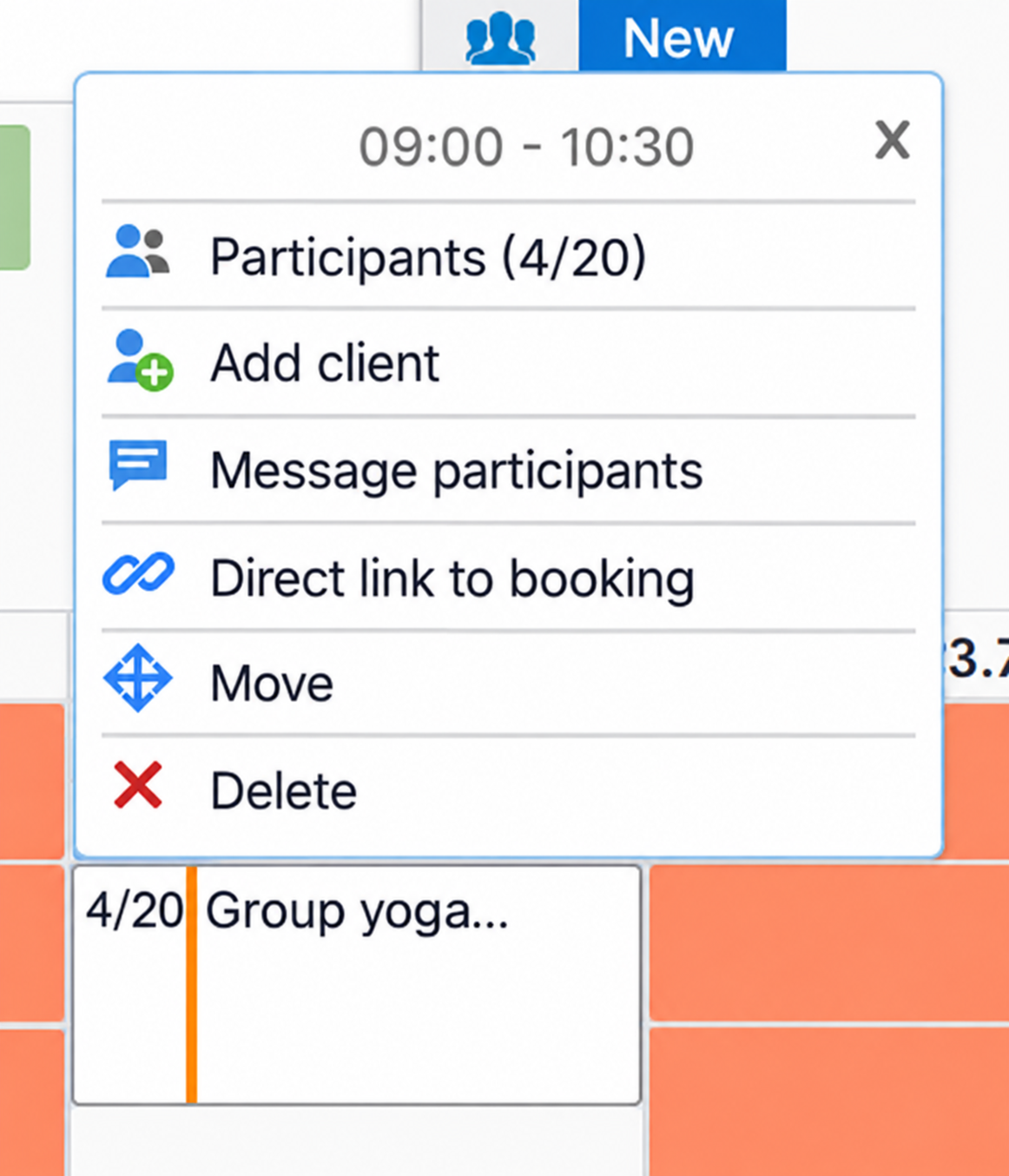 Group session menu