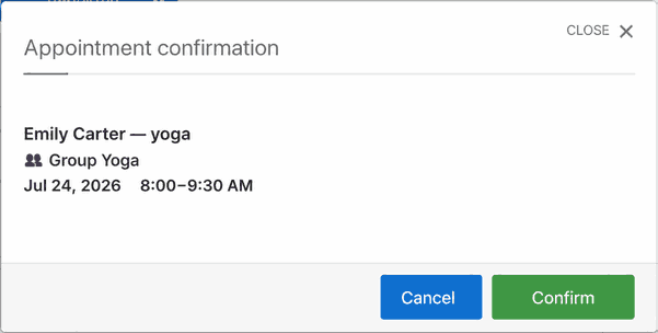 Group class creation confirmation