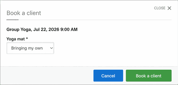 Additional fields when an administrator books a client