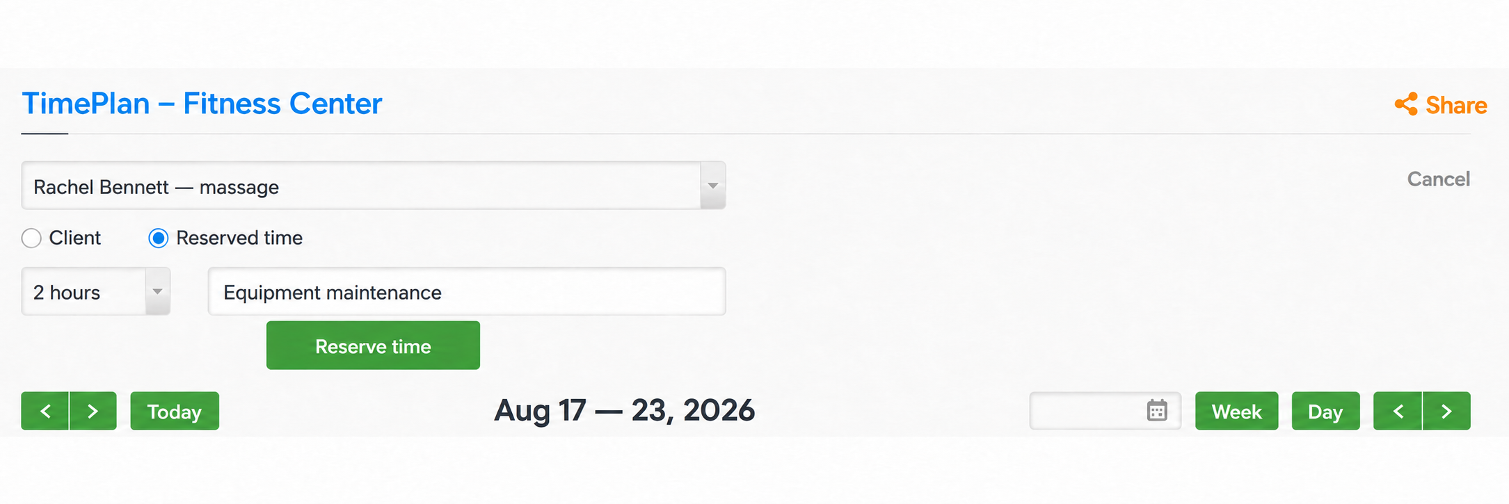 Reserved-time duration and internal comment