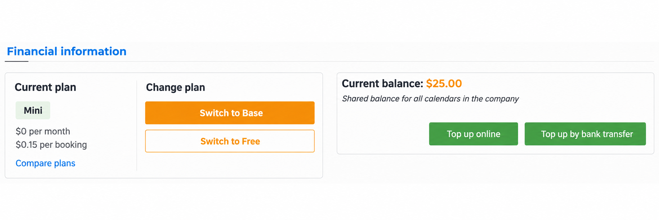 Changing plans in the Finance section of TimePlan